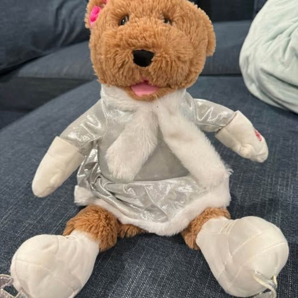 Animated Ice Skating Plush Teddy Bear